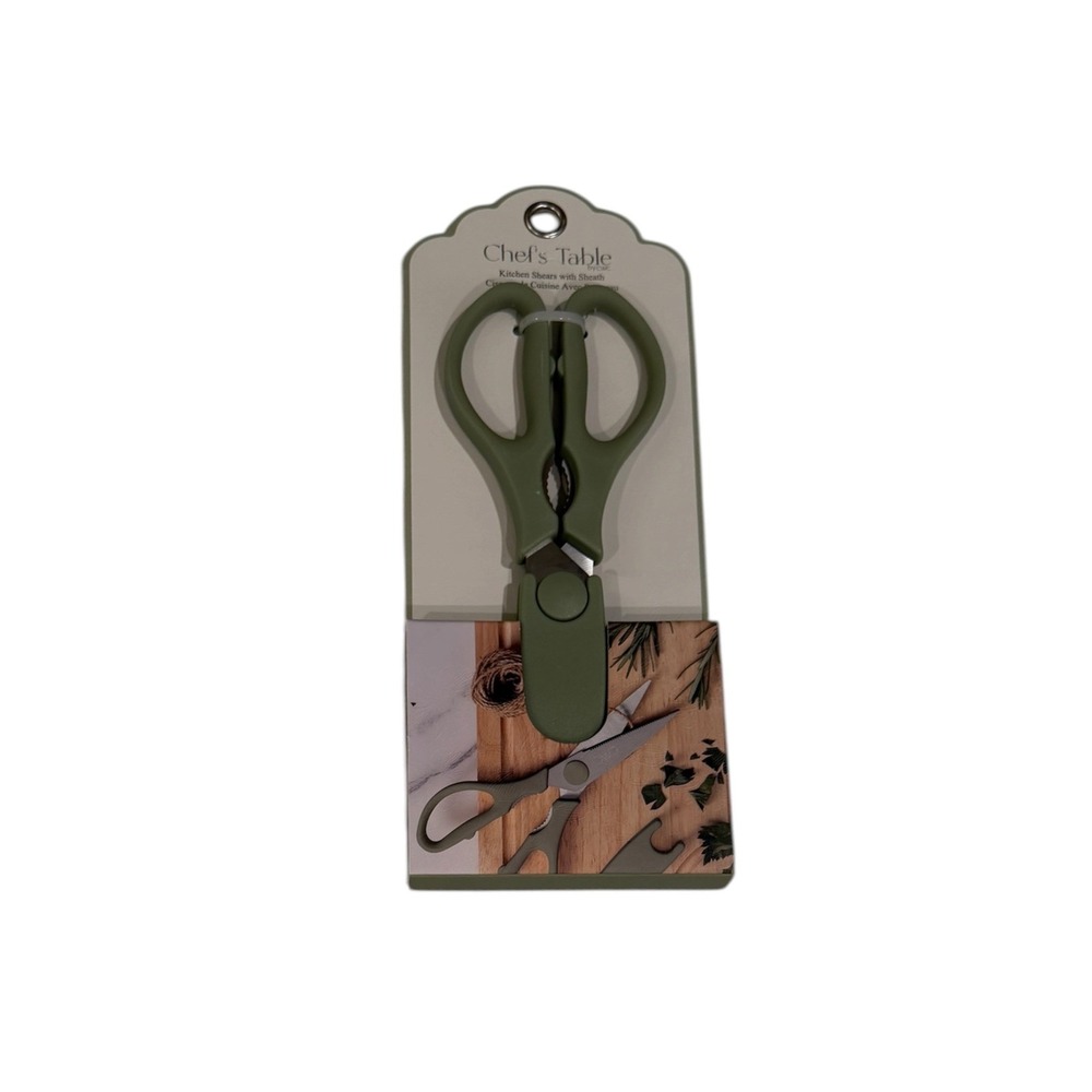 Chef's Table by CWC Kitchen Shears with Sheath Sage Green EDSHEAR2 New